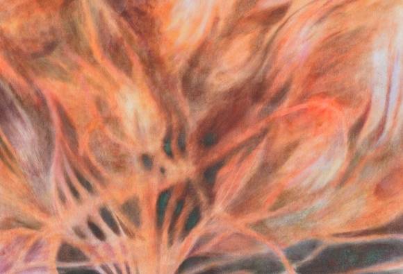 Ajda Kadunc, Terra Incognita, 2024, olje in vosek na platnu / oil and wax on canvas, 50 x 65 cm , detail
