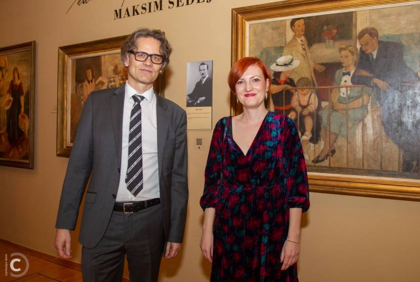 Goran Milovanović, direktor Galerije Božidar Jakac in dr. Asta Vrečko, kustosinja razstave, foto Marko Vavpotič