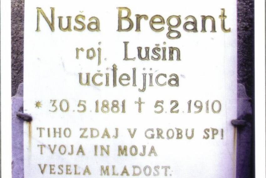 Nagrobnik Anice Lušinove, poročene Bregant.